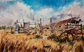  THE CHAT - Outback - Watercolour - 40x57cm 