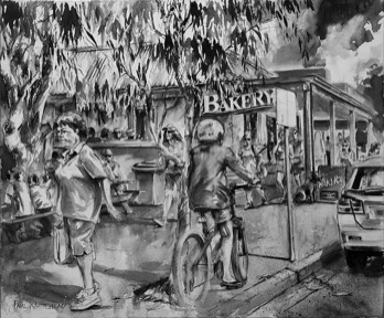  PORT ELLIOT BAKERY - Port Elliot, South Australia - Watercolour on canvas - 60x50cm - SOLD 